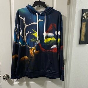 Festive Navy  Grinch Graphic Hoodie